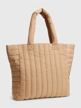 GAP Quilted Puffer Tote Bag in Beige